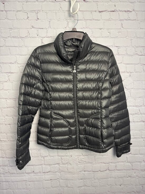 Calvin Klein Jackets & Blazers - Calvin Klein puffy gray jacket metallic packable puffer coat ladies small